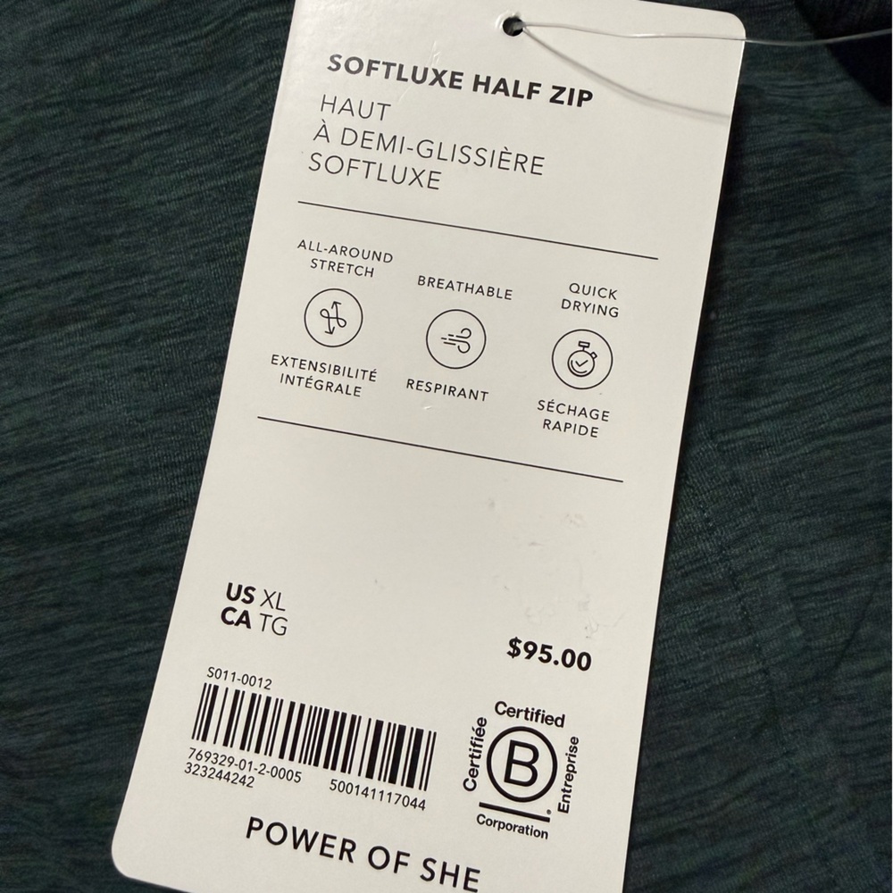NWT Athleta Wens SoftLuxe Half Zip Pine Heather Athletic Top SO soft! - Picture 11 of 13